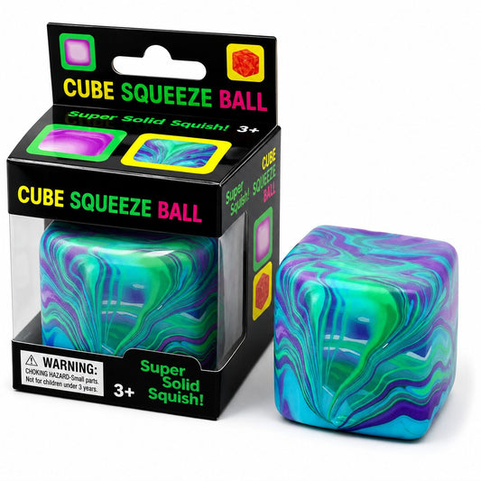 Jucarie Squishy Needoh, Cub Antistres Senzorial cu Revenire Lenta, Model Linii Flow, Termoplastic TPE, 5.5x5.5x5.5 cm, 180 g, Verde