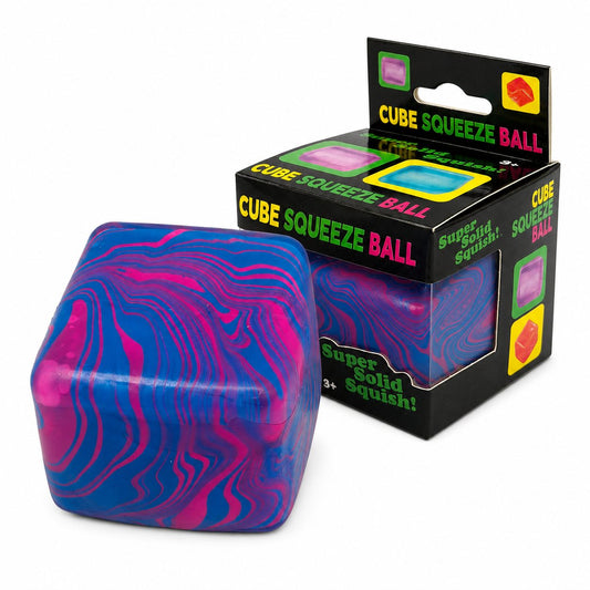 Jucarie Squishy Antistres, Cub Fidget 3D Model Linii Flow, Revenire Lenta, Termoplastic TPE, 5.5x5.5x5.5 cm, 180 g, Albastru Royal