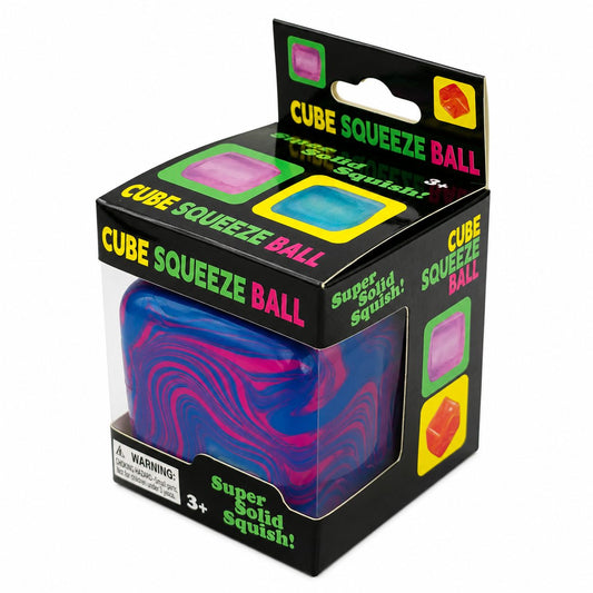 Jucarie Squishy Antistres, Cub Fidget 3D Model Linii Flow, Revenire Lenta, Termoplastic TPE, 5.5x5.5x5.5 cm, 180 g, Albastru Royal
