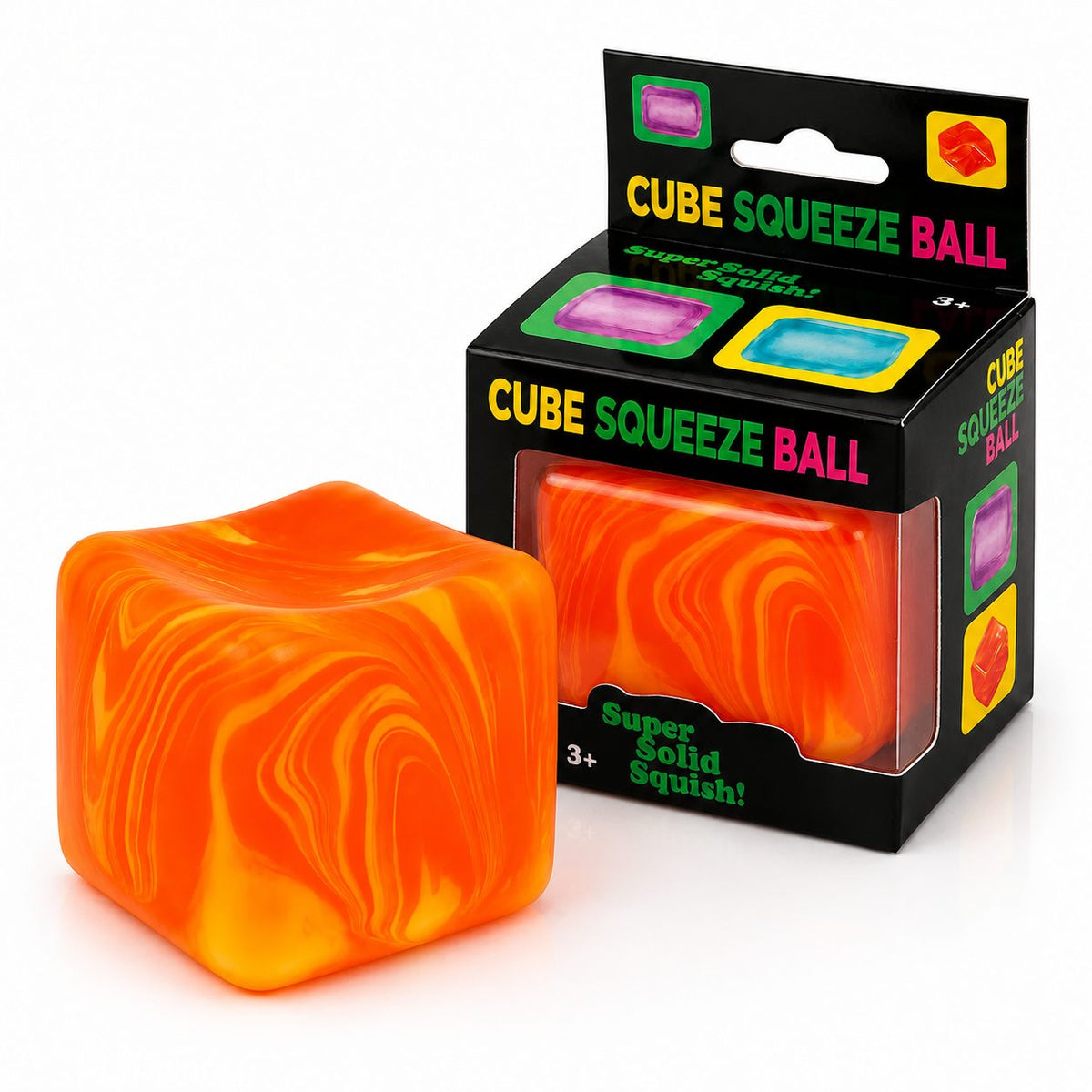 Jucarie Squishy Antistres Cub de Gheata, Model Linii Flow cu Revenire Lenta, Termoplastic TPE, 5.5x5.5x5.5 cm, 180 g, Portocaliu