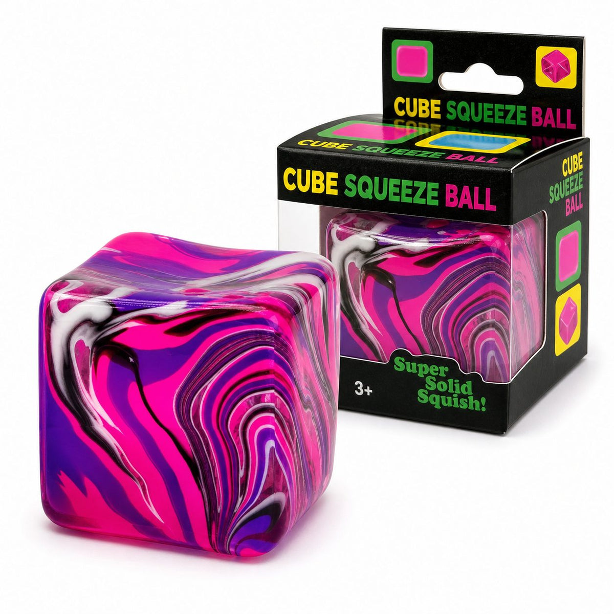 Jucarie Squishy Cub Fidget, Antistres Senzorial cu Revenire Lenta, Maltoza si TPR, 4.5x4.5 cm, 110 g, Mov, Model Linii Flow
