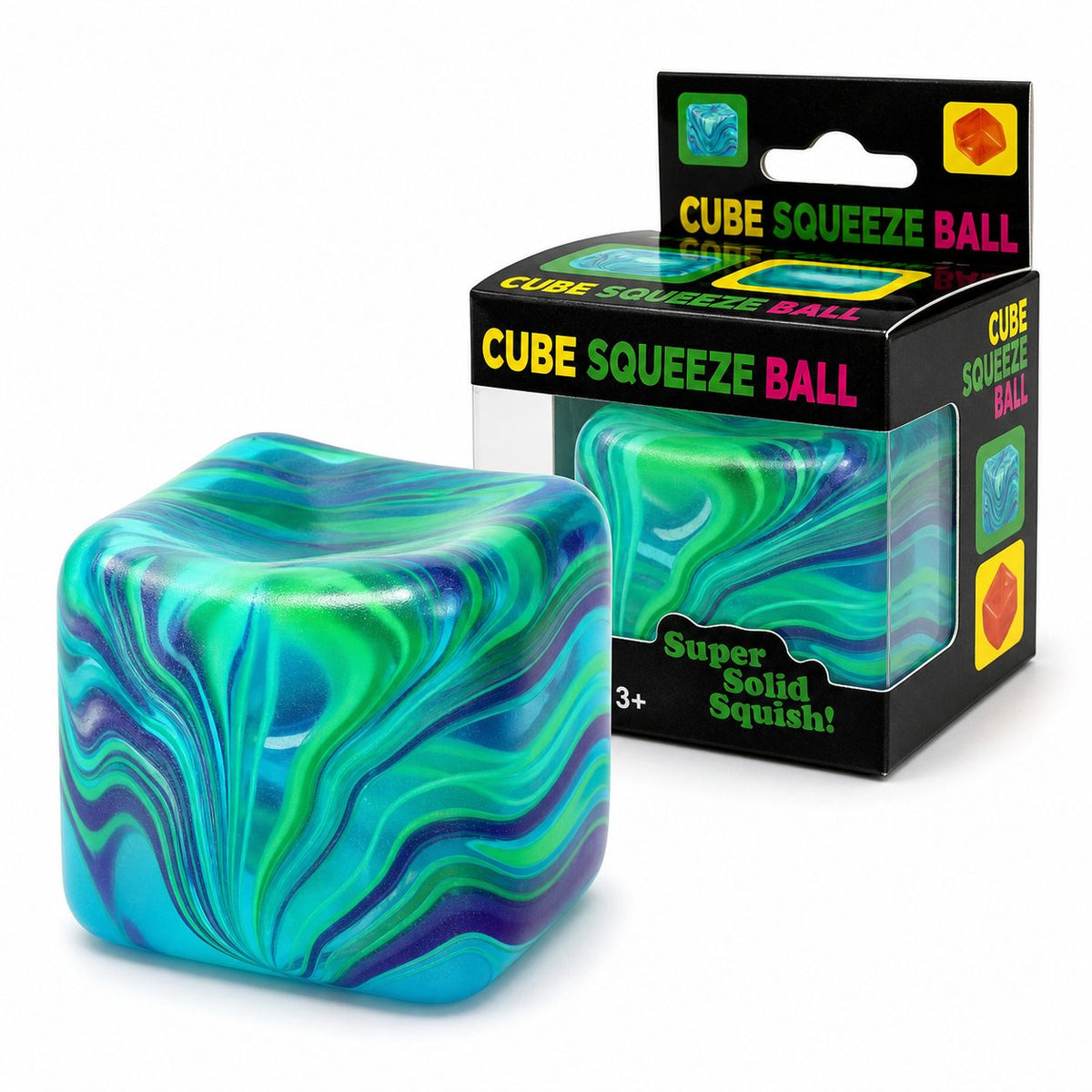 Jucarie Squishy Antistres, Cub Fidget 3D Linii Flow, Revenire Lenta, Maltoza si TPR, 4.5x4.5 cm, Verde