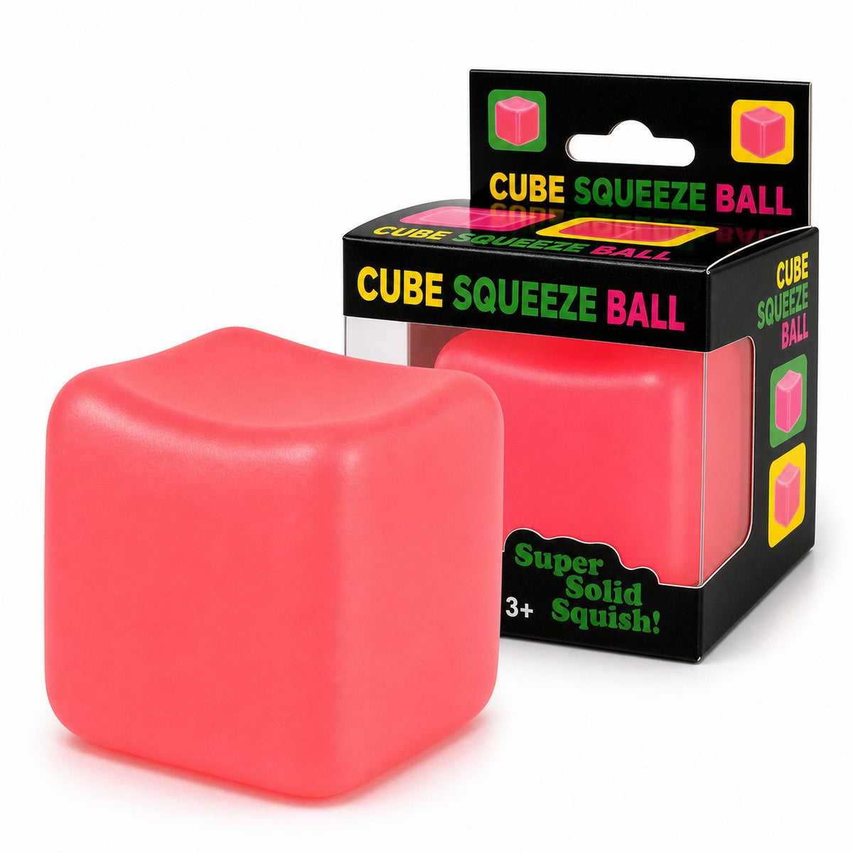 Jucarie Squishy Antistres, Cub De Gheata Senzorial cu Revenire Lenta, Material TPR, 3x3 cm, Roz