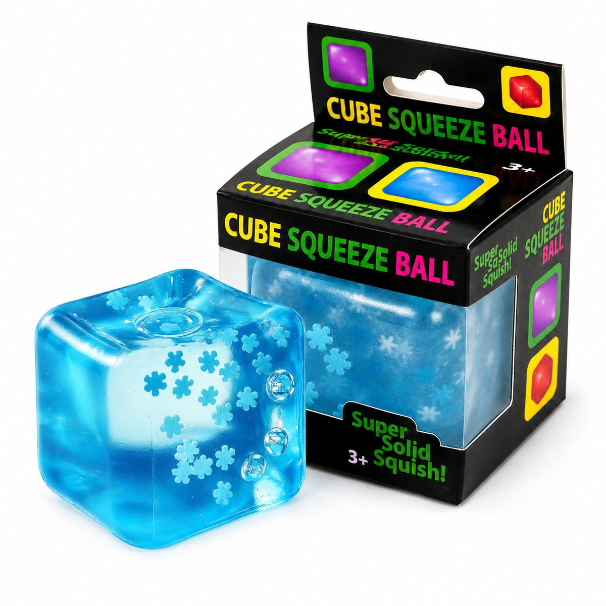 Jucarie Squishy Antistres, Model Ice Cube cu Fulgi de Nea, Revenire Lenta, TPR Elastic, 3 cm, Albastru Deschis