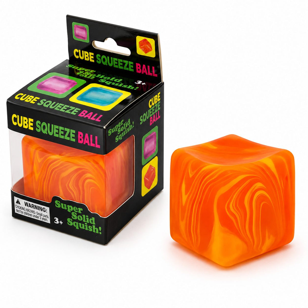 Jucarie Antistres Cub Fidget 3D, Model Linii Flow cu Revenire Lenta, Maltoza si Termoplastic, 3.5x3.5x3.5 cm, Portocaliu