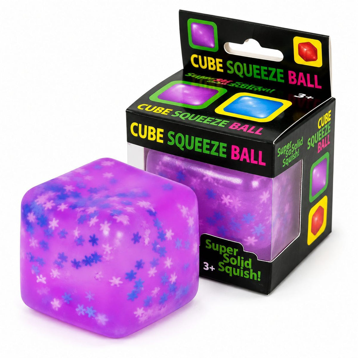Jucarie Squishy Antistres, Model Ice Cube cu Fulgi de Nea, Revenire Lenta, TPR Elastic, 4x4x4 cm, Mov