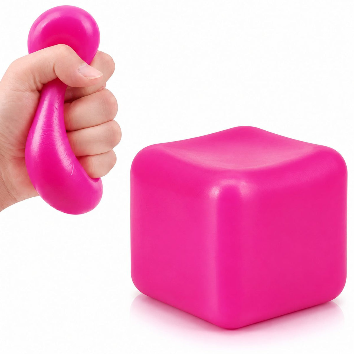 Jucarie Squishy Antistres, Cub Fidget 3D cu Revenire Lenta, Maltoza, 3.5x3.5x3.5 cm, Mov