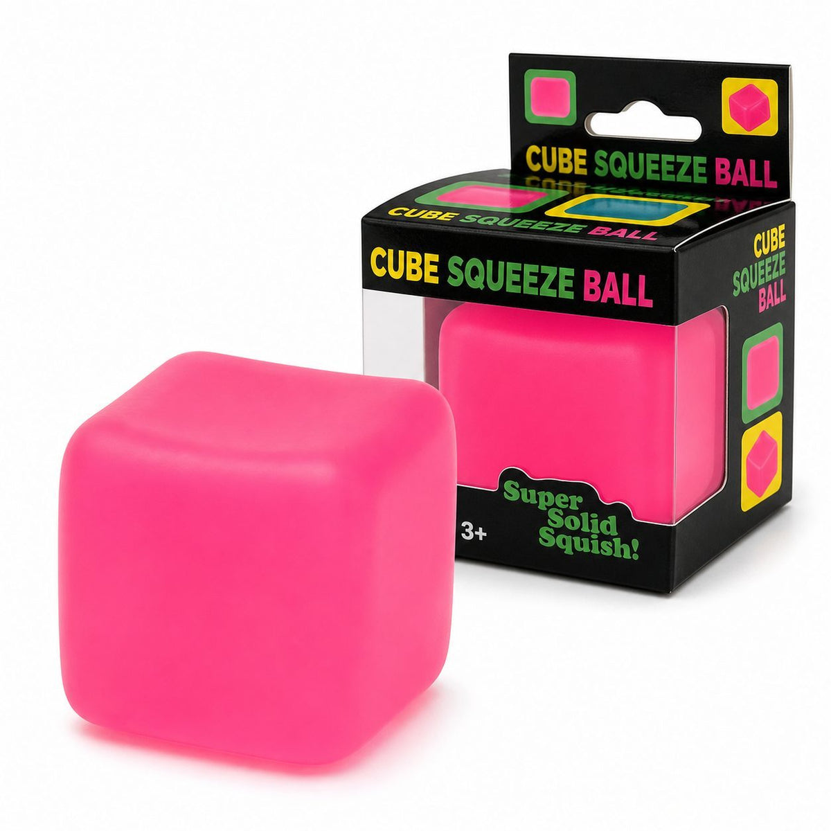 Jucarie Squishy Antistres, Cub Fidget 3D Ice Cube cu Revenire Lenta, Material TPR, 4x4x4 cm, 80 g, Roz Mat