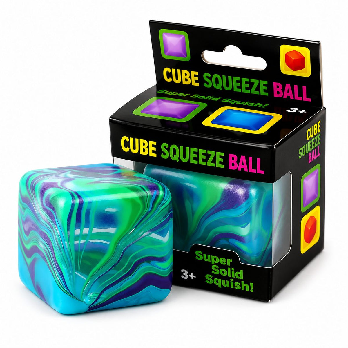Jucarie Squishy Cub Fidget, Antistres Senzorial cu Revenire Lenta, Model Linii Flow din Maltoza si TPR, 4x4 cm, 80 g, Verde