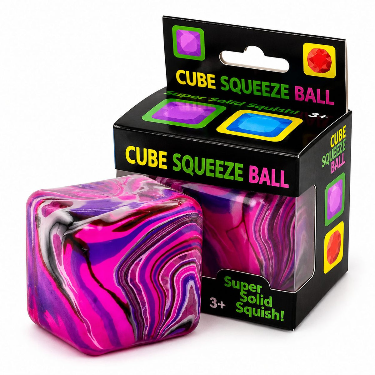 Jucarie Squishy Cub Antistres, Model Linii Flow cu Revenire Lenta, Maltoza si TPR, 4x4 cm, 80 g, Mov