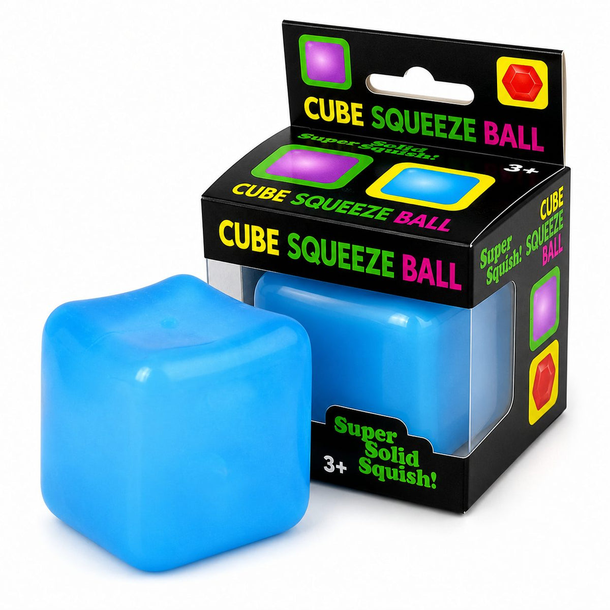 Jucarie Squishy Needoh, Cub De Gheata Antistres Senzorial, Revenire Lenta, TPE, 4.5x4.5x4.5 cm, 110 g, Albastru