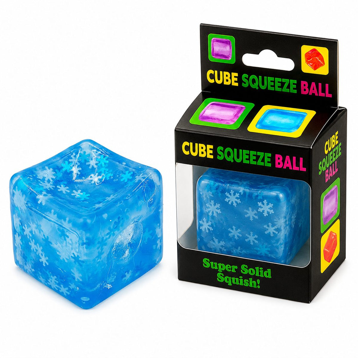 Jucarie Squishy Needoh, Cub Antistres Senzorial, Revenire Lenta cu Fulgi de Maltoza, Termoplastic, 5x5x5 cm, Albastru