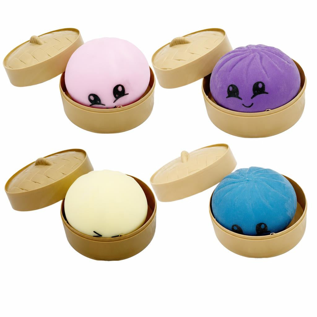 Jucarie Squishy Antistres Dumpling, Revenire Lenta, Material Termoplastic, 8.5x8.5x8.5 cm, Culoare Surpriza Mix
