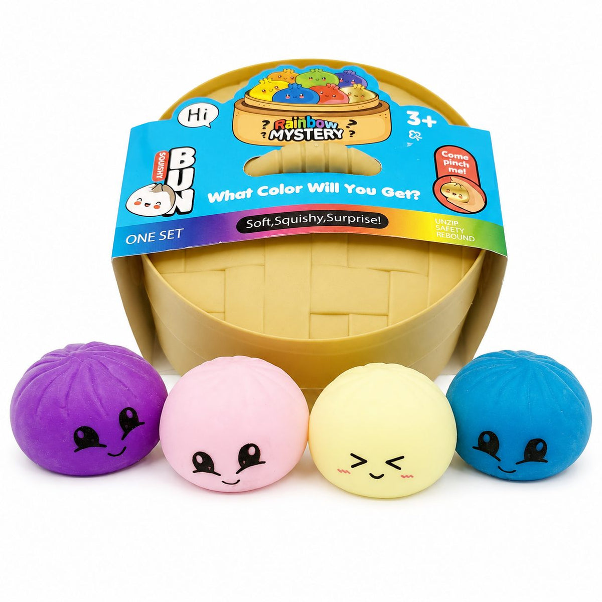 Jucarie Squishy Antistres Dumpling, Revenire Lenta, Material Termoplastic, 8.5x8.5x8.5 cm, Culoare Surpriza Mix