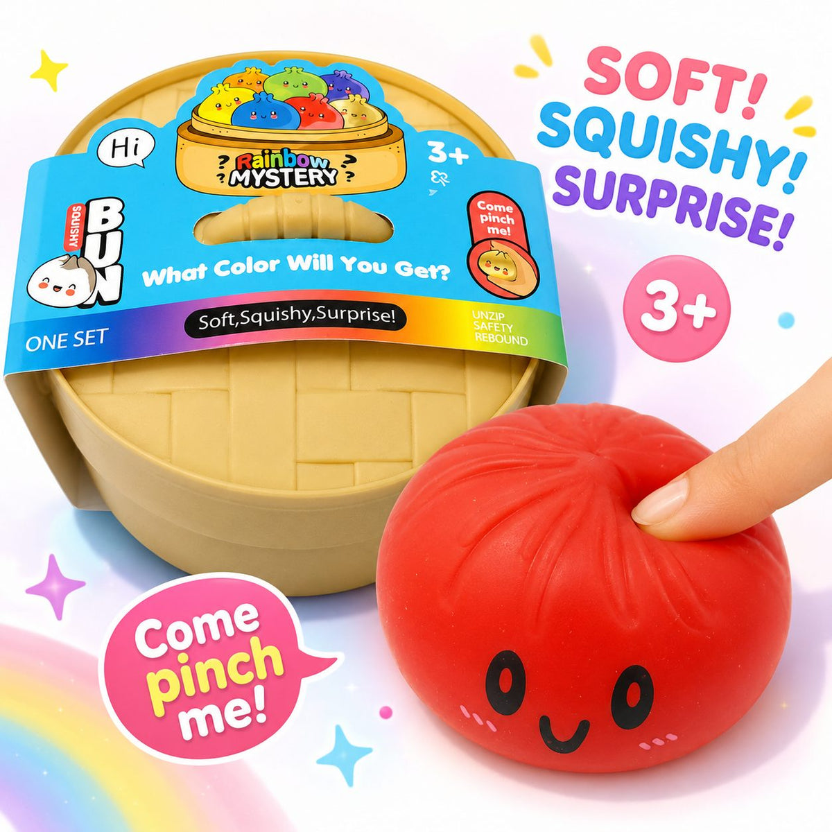 Jucarie Squishy Antistres, Model Fata Zambitoare cu Revenire Lenta, Termoplastic, 15x15x15 cm, Rosu