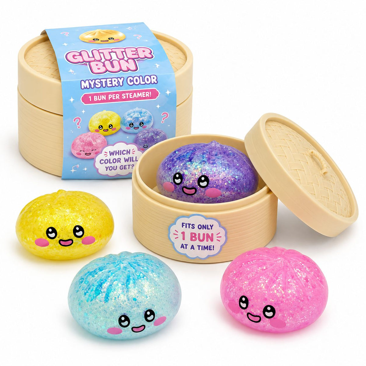 Jucarie Squishy Antistres, Model Fata Zambitoare cu Sclipici, Revenire Lenta, Termoplastic, 8.5 x 8.5 cm, Culoare Mix Surpriza