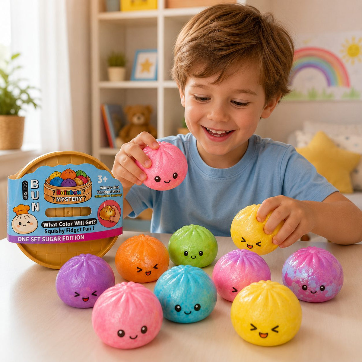 Jucarie Antistres Squishy, Model Dumpling Kawaii, Silicon Si Plastic, 5 cm, Culoare Aleatorie