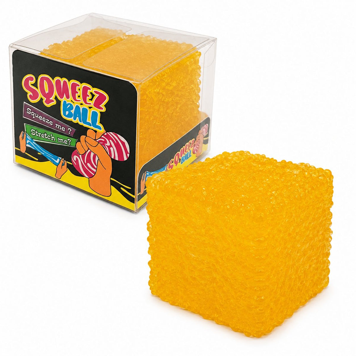 Jucarie Squishy Cub Fidget 3D, Antistres Senzorial Model Frosted, TPR Elastic, 5 cm, Portocaliu