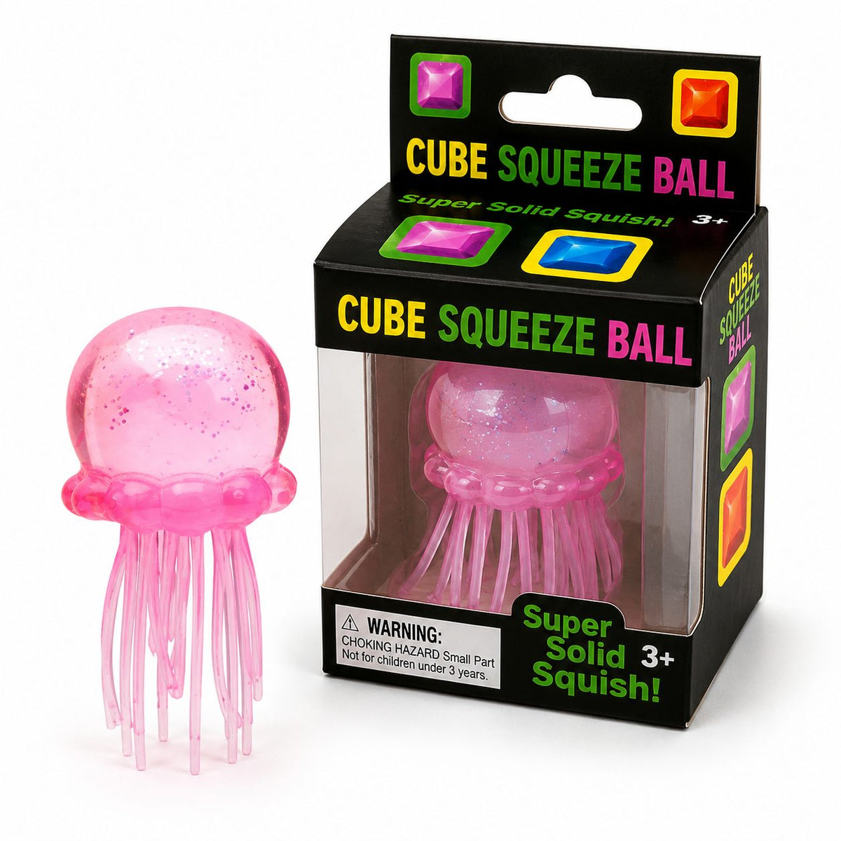 Jucarie Squishy Meduza, Antistres Senzoriala cu Revenire Lenta, Silicon Translucid cu Sclipici, 8x4.5 cm, Roz