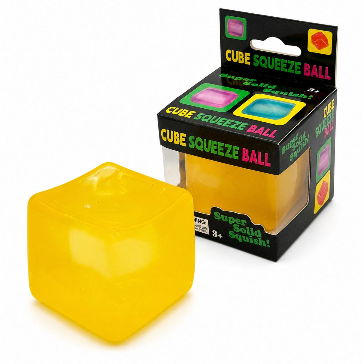 Jucarie Squishy Antistres, Cub Fidget Senzorial Comprimabil, Termoplastic Transparent, 5x5x5 cm, Galben