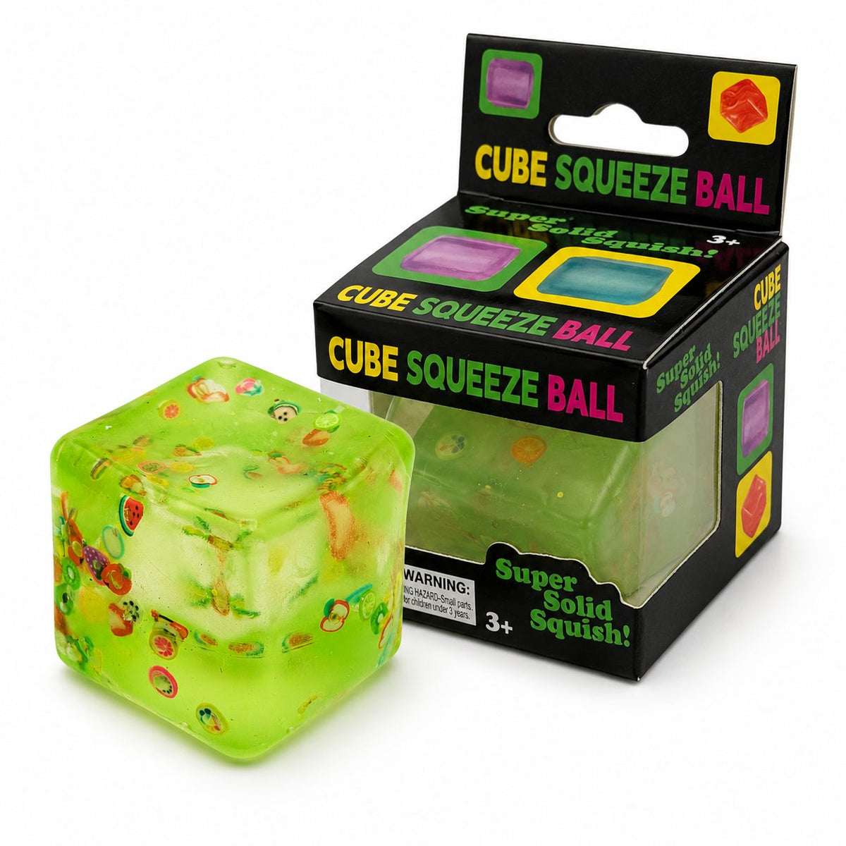 Jucarie Squishy Cub Fidget 3D, Antistres Senzorial Super Solid, Silicon Dens, Model Fructe de Vara, 5 cm, Verde