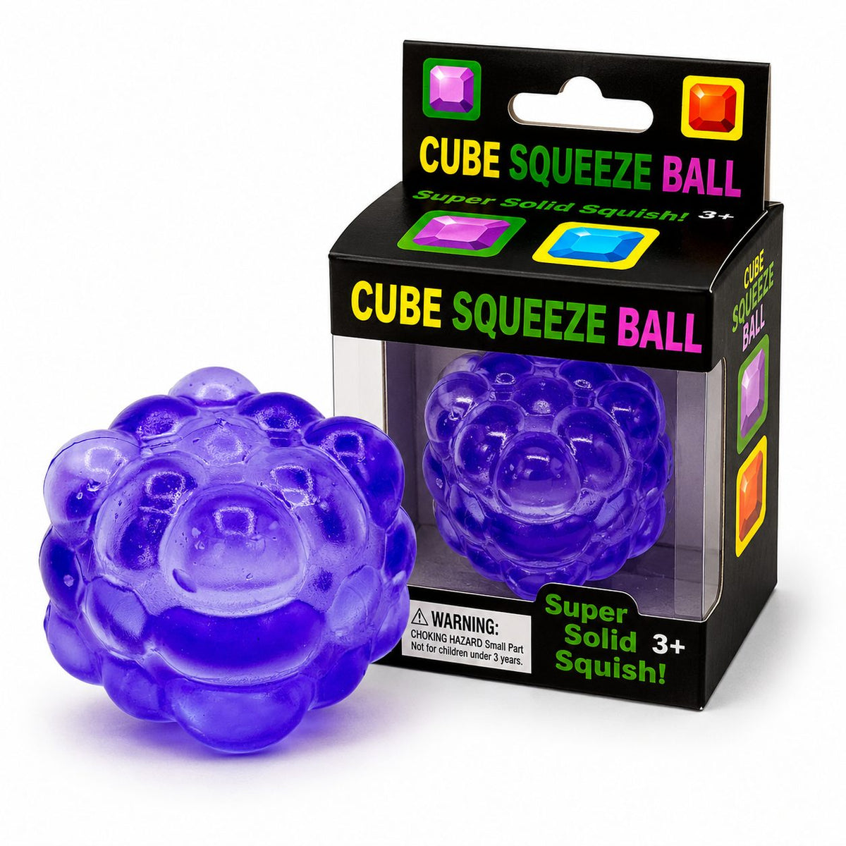Needoh Jucarie Antistres Magic Bubble Cube 3D, Comprimabila cu Revenire, Termoplastic, 5x5x5 cm, Mov