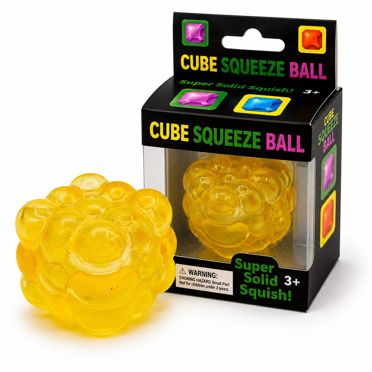 Needoh Jucarie Antistres Magic Bubble Cube 3D, Squishy Senzorial Comprimabil, Termoplastic, 5x5x5 cm, Portocaliu