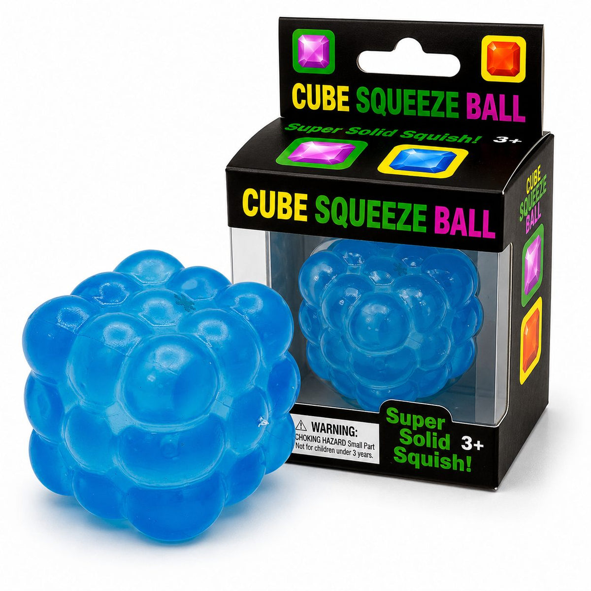 Jucarie Antistres Magic Bubble Cube 3D, Squishy Senzorial Comprimabil, Termoplastic, 5x5x5 cm, Albastru
