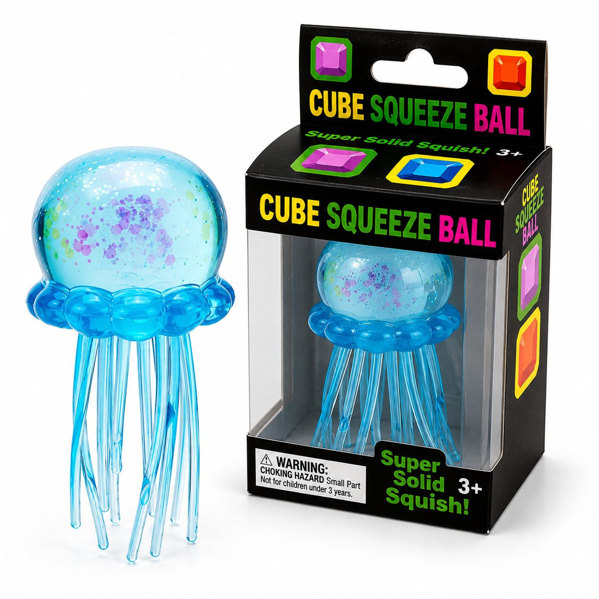 Jucarie Squishy Meduza, Antistres Senzorial cu Revenire Lenta, Silicon Translucid Jelly, 8x4.5 cm, Albastru
