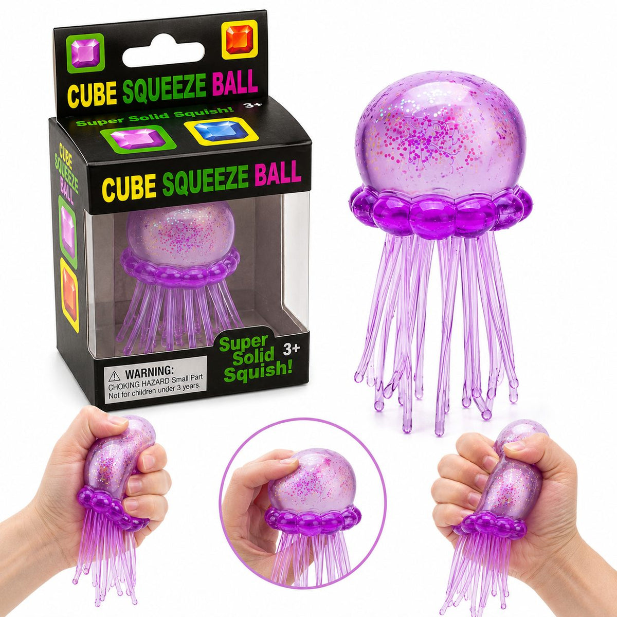 Jucarie Squishy Meduza, Antistres Senzorial cu Revenire Lenta, Silicon TPR Translucid, 8x4.5 cm, Mov