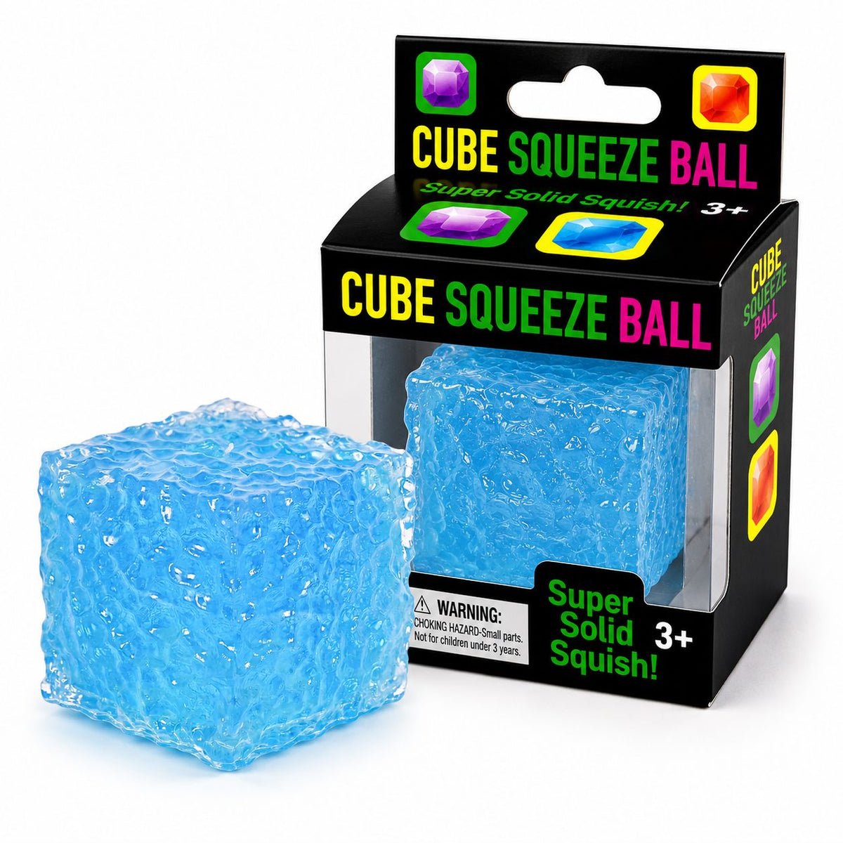 Jucarie Squishy Antistres Tip Needoh, Cub Fidget Senzorial Comprimabil cu Revenire, Gel Termoplastic, 5x5x5 cm, Albastru