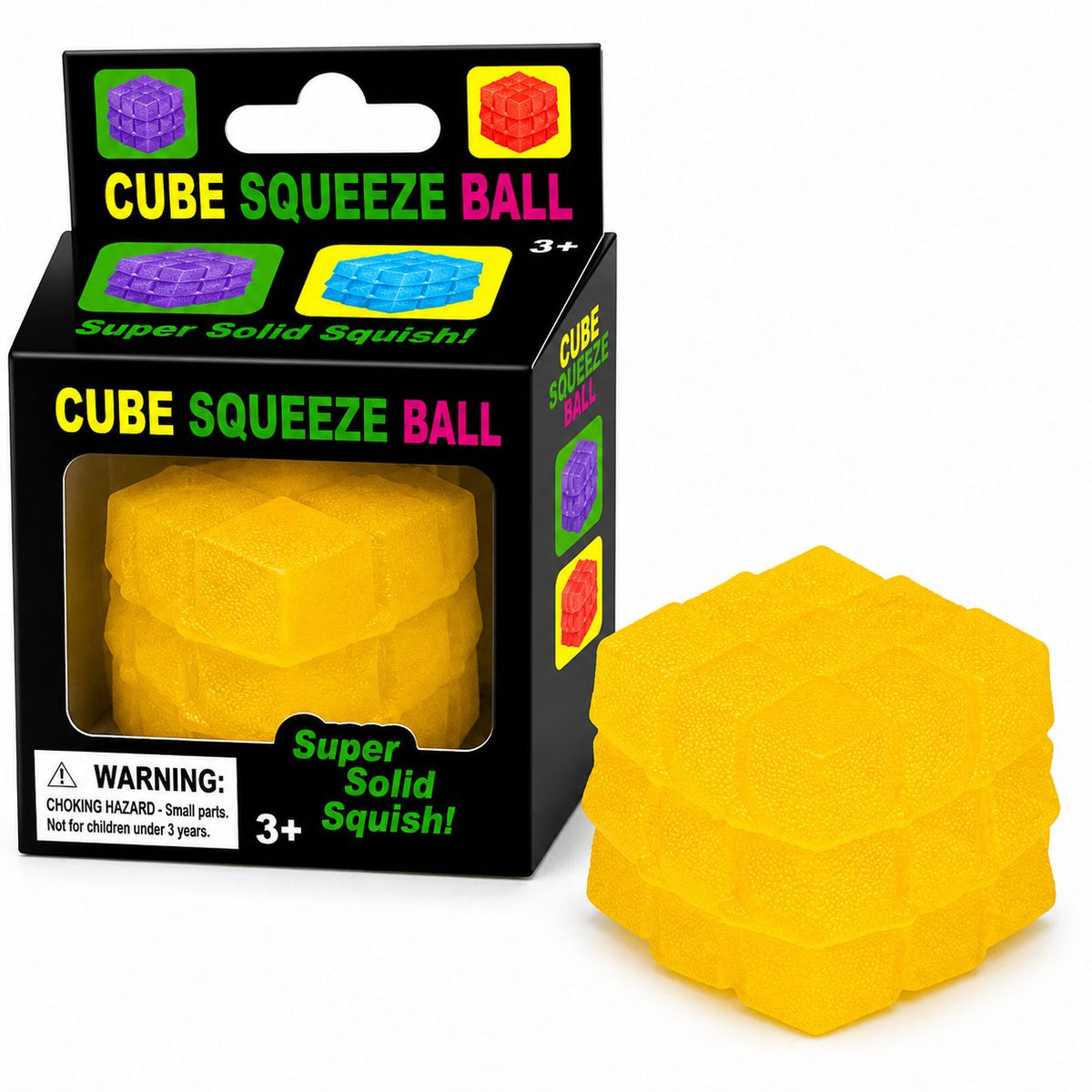 Jucarie Squishy Needoh, Cub Antistres Senzorial Cu Revenire Lenta, Spuma Poliuretanica, 5 cm, Galben