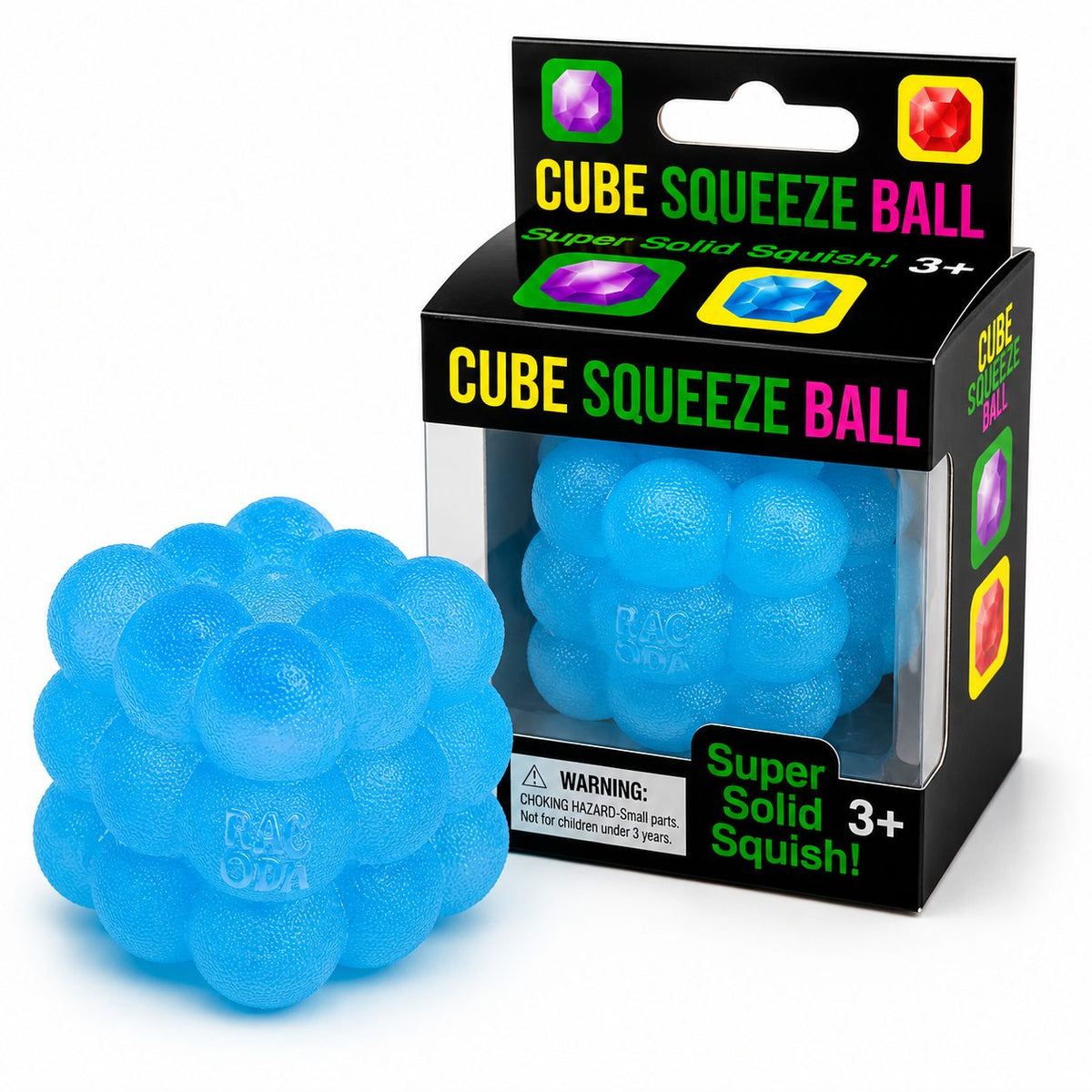 Jucarie Squishy Antistres, Cub Fidget 3D cu Revenire Lenta, Model Sculptat cu Striatii, Spuma Densa, 5 cm, 180 g, Albastru