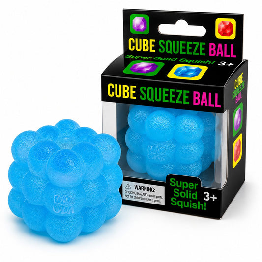 Jucarie Squishy Antistres, Cub Fidget 3D cu Revenire Lenta, Model Sculptat cu Striatii, Spuma Densa, 5 cm, 180 g, Albastru
