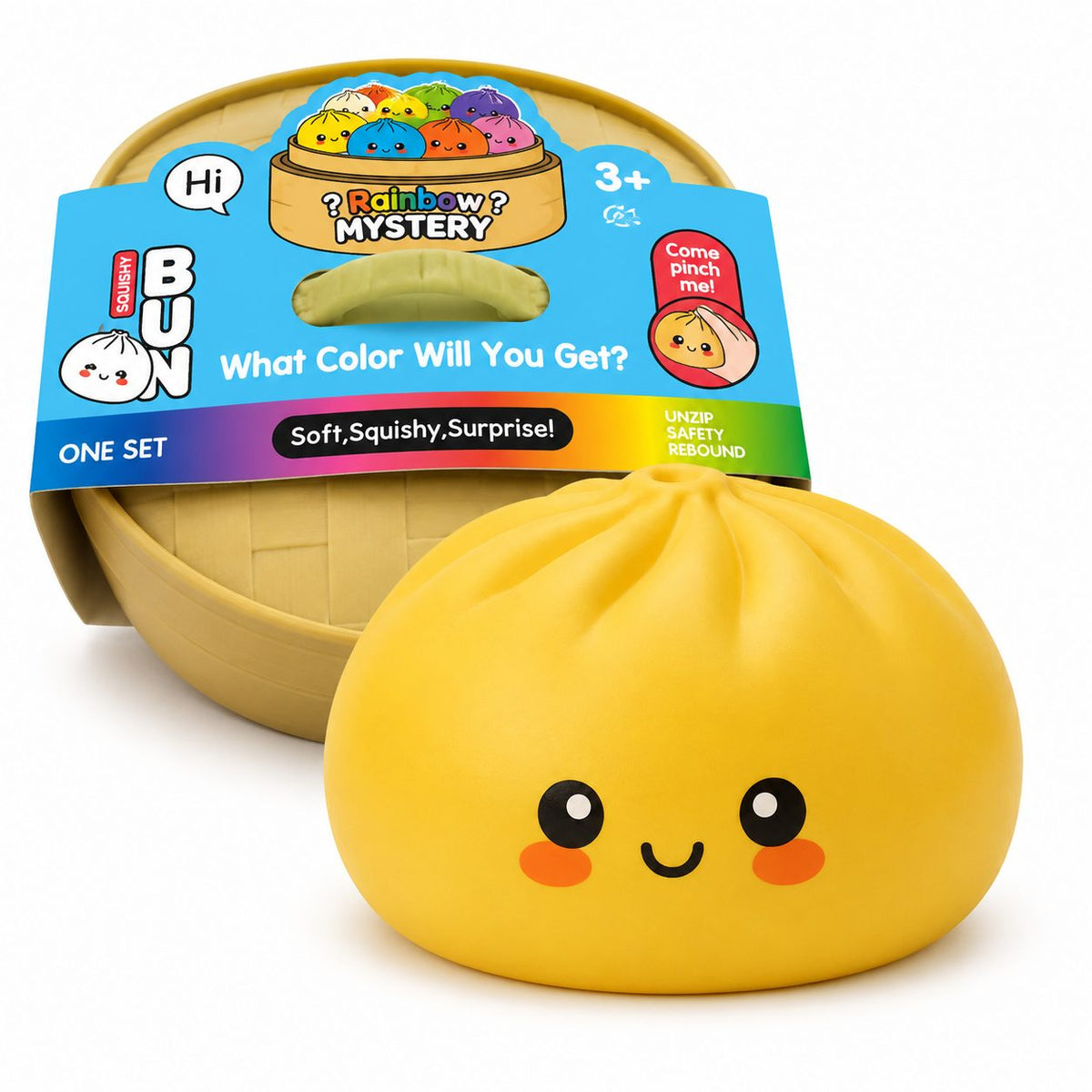 Jucarie Antistres Squishy Dumpling Jumbo, Revenire Lenta, Spuma Poliuretanica, 25 cm, 1.5 kg, Galben