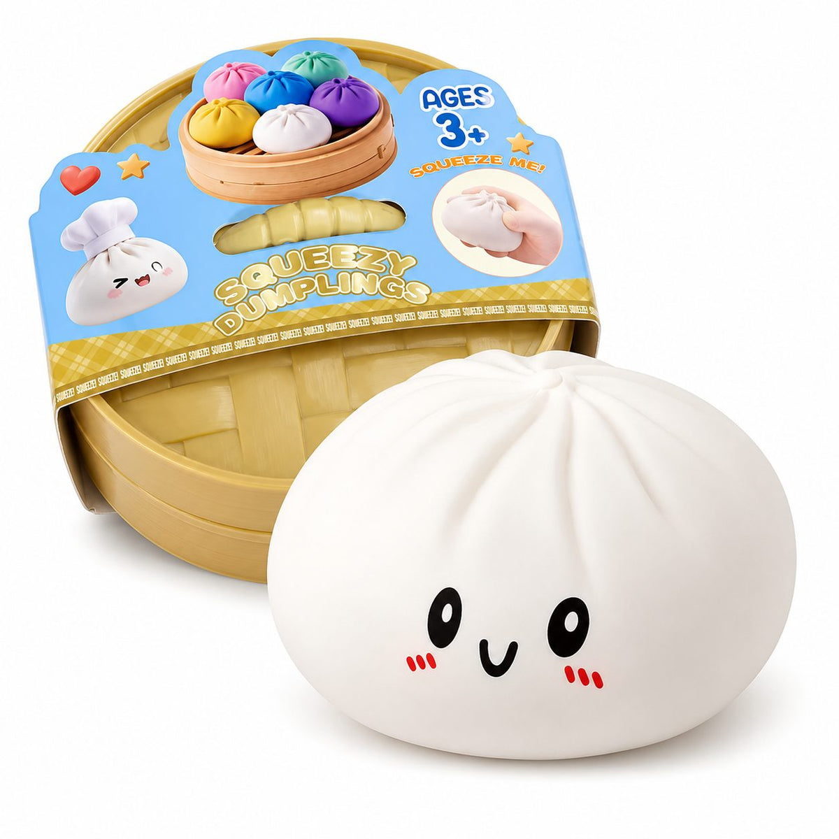 Jucarie Antistres Squishy Dumpling, Revenire Lenta Slow-Rise, Spuma Poliuretanica, 25 cm, 1000 g, Alb