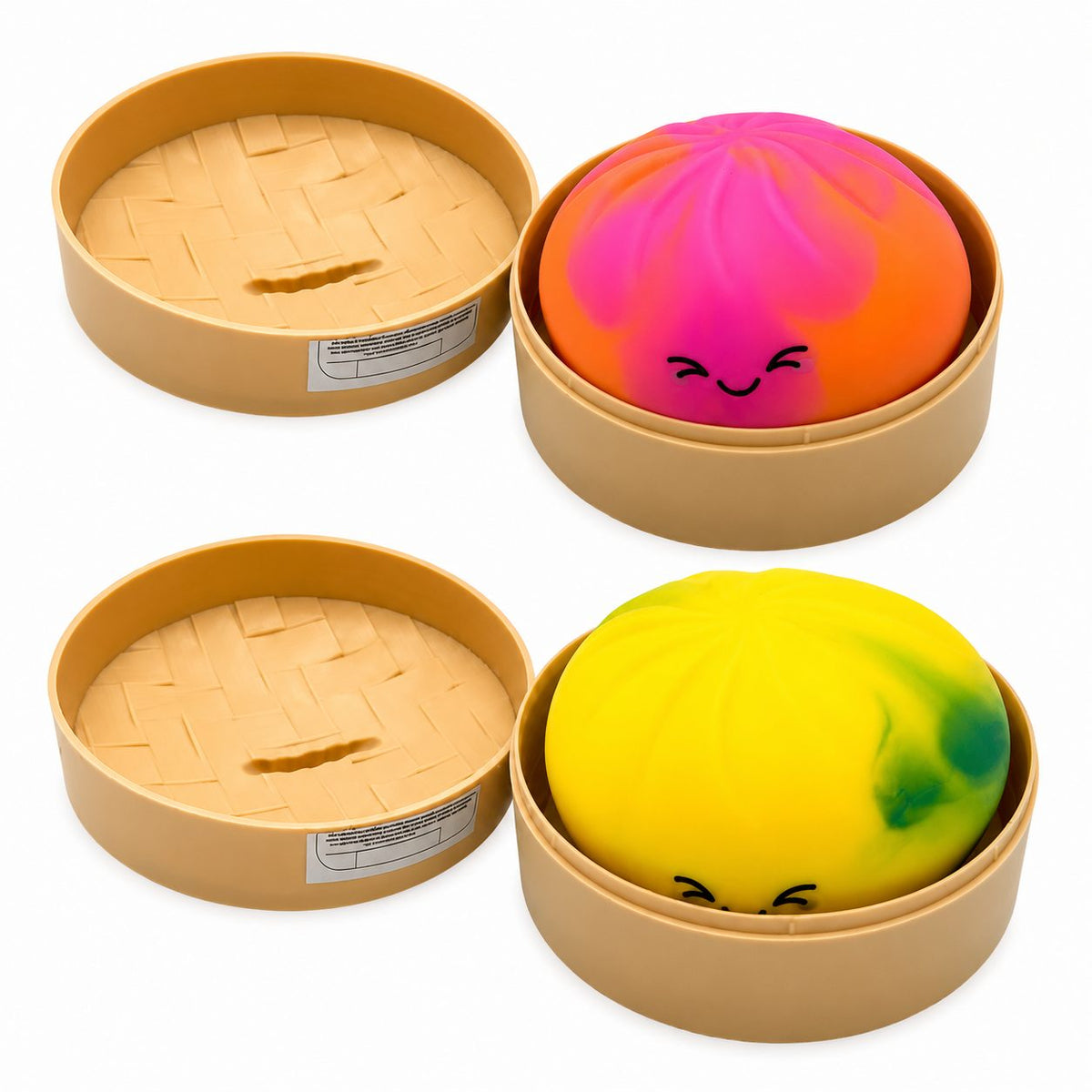 Jucarie Squishy Dumpling Antistres, Design Marmorat cu Revenire Lenta, Material TPR, Recipient Inclus, 8.5 x 8.5 cm, Culoare Aleatorie