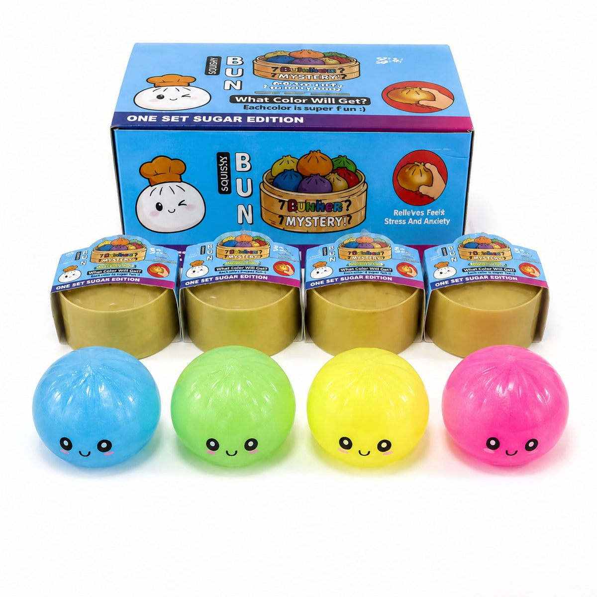 NeeDoh Jucarie Squishy Dumpling, Antistres Slow Rising Glow In The Dark, Silicon, 8.5 cm, Culoare Aleatorie