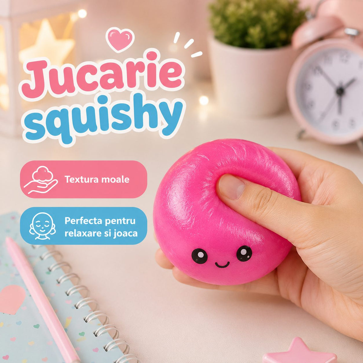 NeeDoh Jucarie Squishy Dumpling, Antistres Slow Rising Glow In The Dark, Silicon, 8.5 cm, Culoare Aleatorie