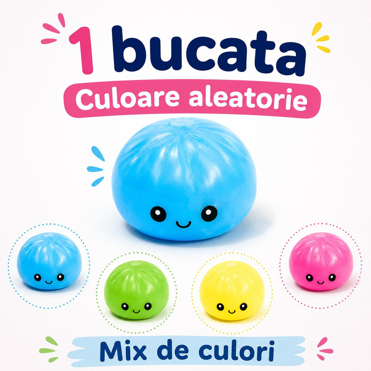 NeeDoh Jucarie Squishy Dumpling, Antistres Slow Rising Glow In The Dark, Silicon, 8.5 cm, Culoare Aleatorie