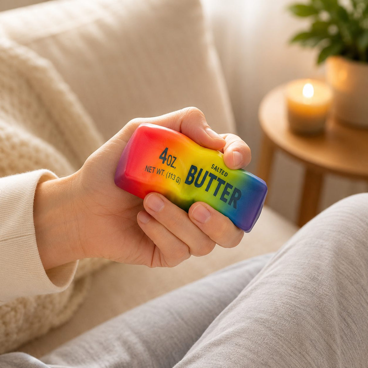 Needoh Jucărie Squishy Antistres, Formă De Unt Slow Rising, Textură Elastică, 14 cm, Multicolor