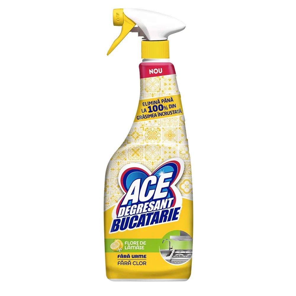 Ace Degresant Bucatarie Universal, Solutie Anti-Grasime cu Pulverizator, Parfum de Lamaie, Rezerva Spray 650 ml