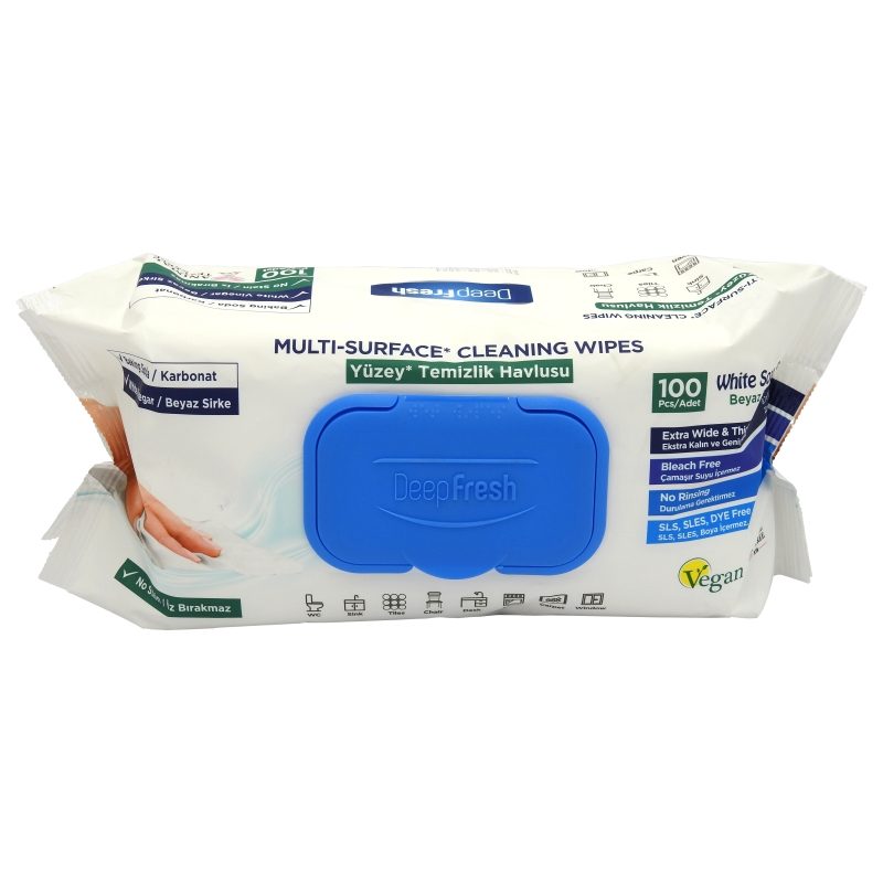Deep Fresh Șervețele Umede Multisuprafețe, Formulă Curățare Universală, Pachet cu Capac, 100 Bucăți