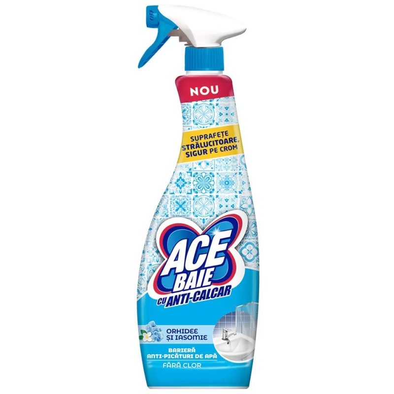 Ace Spray Baie fara Clor, Igienizant Suprafete cu Orhidee si Iasomie, Pulverizator, 650 ml
