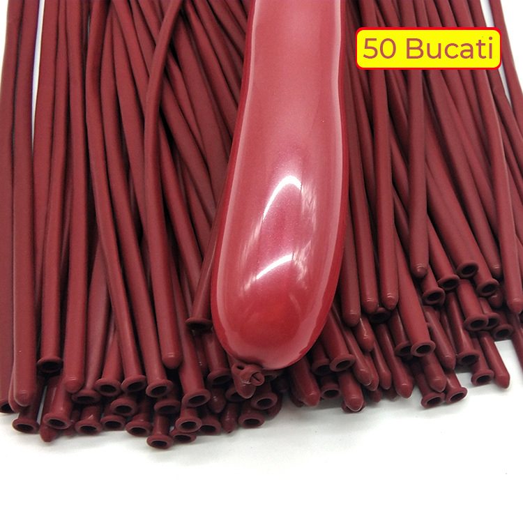 Baloane de Modelaj Profesionale, Set Creativ pentru Figurine si Animale, Latex Premium Flexibil, 150 cm Extensibil, 50 Bucati, Rosu