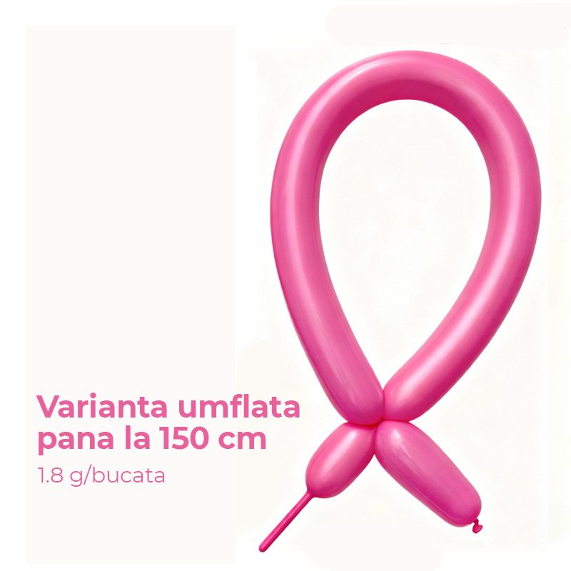 Baloane de Modelaj din Latex, Set 50 Bucati pentru Sculptura si Animatori, Extensibile pana la 150 cm, 1.8 g, Fucsia
