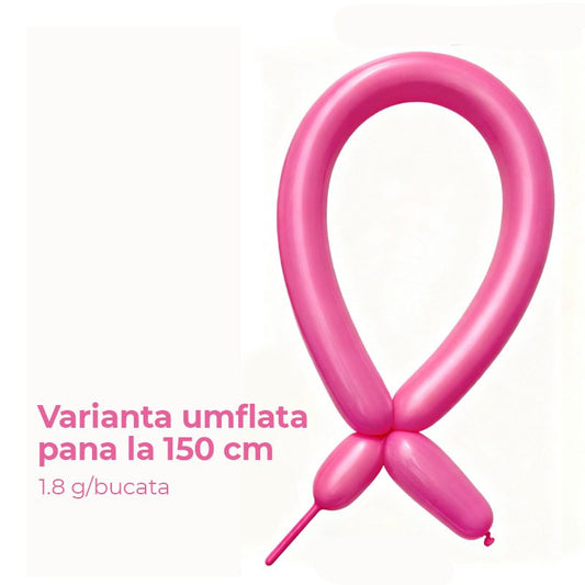 Baloane de Modelaj din Latex, Set 50 Bucati pentru Sculptura si Animatori, Extensibile pana la 150 cm, 1.8 g, Fucsia