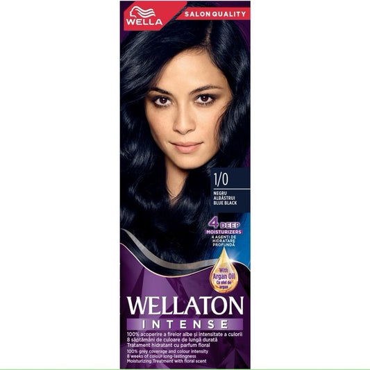 Wellaton Vopsea de Par Crema, Protectie impotriva Degradarii, Formula cu Lipide, 1/0 Negru Albastrui