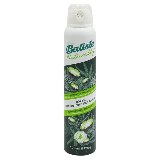 Batiste Șampon Uscat Naturally, Extract de Lapte de Cocos și Cânepă, Formulă cu Ingrediente Naturale, 200 ml