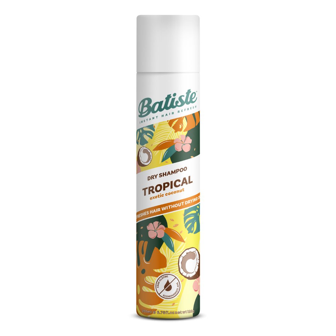 Batiste Sampon Uscat Tropical, Formula pentru Volum si Prospetime Instantanee, Aroma Exotica, Spray, 200 ml